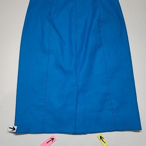 J Crew Women's Straight Pencil Skirt Bright Blue Lined Cotton Size 0 *Read* - Picture 9 of 15